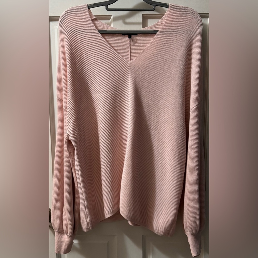 1.State Pink Rib Textured Lightweight Sweater (Size: XL)